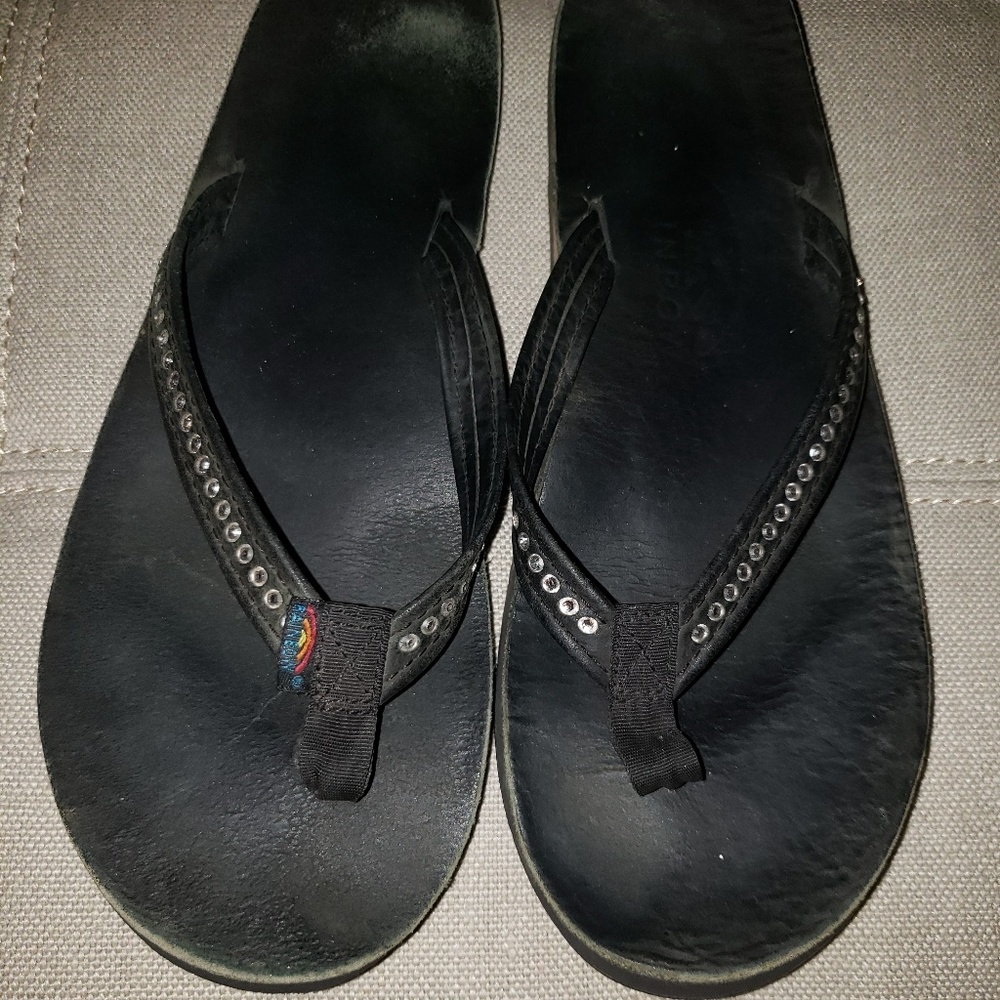 Rainbow flip flops